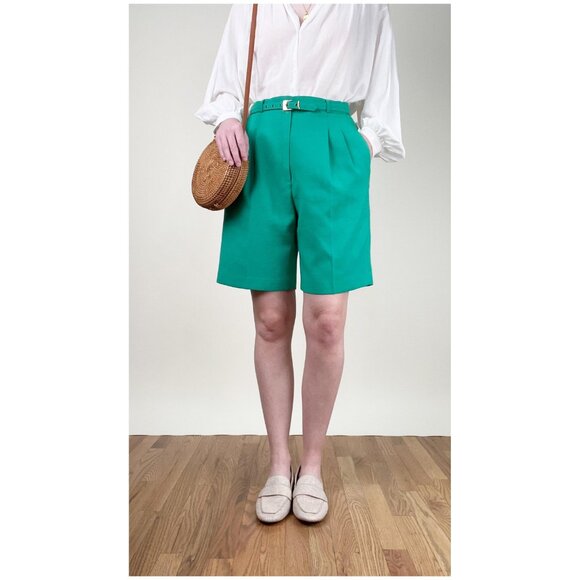 Vintage High Rise Waist Wide Leg Shorts Old Money Quiet Luxury Old Money Coastal - Picture 1 of 9